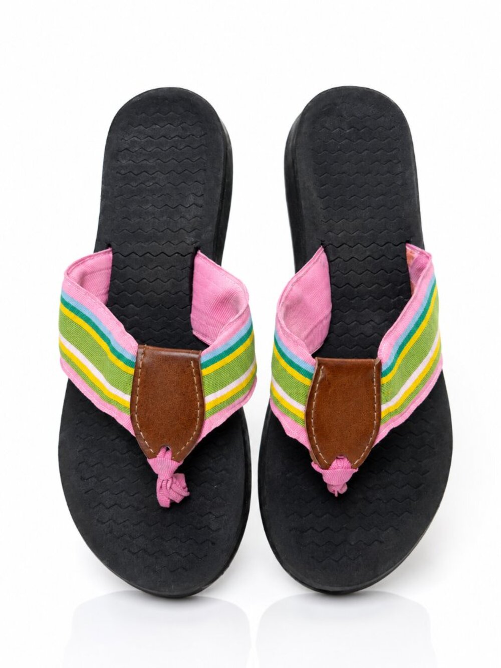 LILLY PULITZER Striped Flip Flops Thongs Pink 6-7 Vintage Y2K